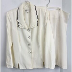 Danny & Nicole 2-Piece Suit Crème White Blazer Jacket Sz 14W With Skirt Sz‎ 18